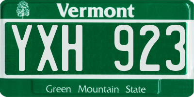 VT license plate YXH923