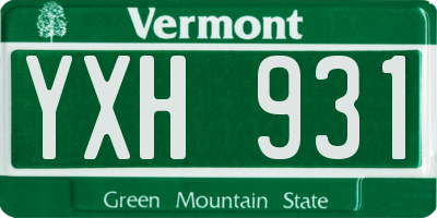 VT license plate YXH931