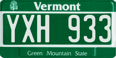 VT license plate YXH933
