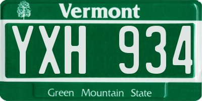 VT license plate YXH934