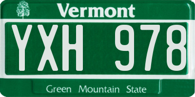 VT license plate YXH978