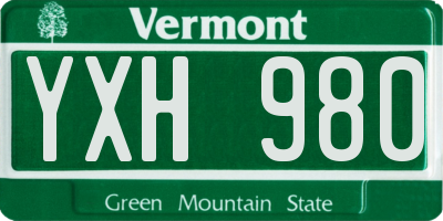 VT license plate YXH980