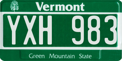VT license plate YXH983