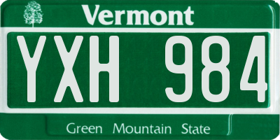 VT license plate YXH984