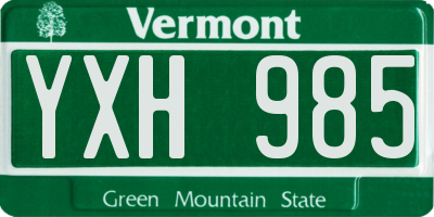 VT license plate YXH985