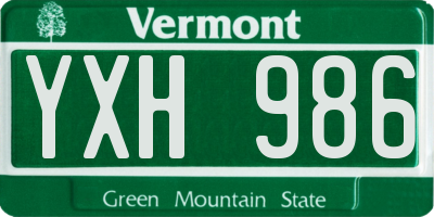 VT license plate YXH986