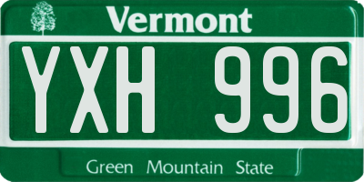 VT license plate YXH996
