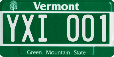 VT license plate YXI001