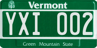 VT license plate YXI002