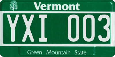 VT license plate YXI003