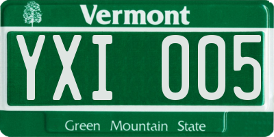 VT license plate YXI005
