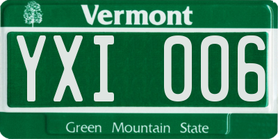 VT license plate YXI006