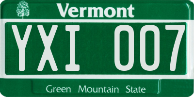 VT license plate YXI007