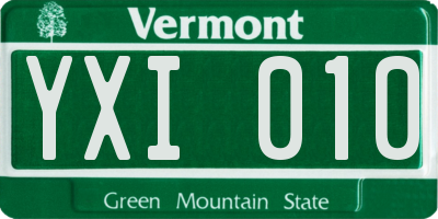 VT license plate YXI010