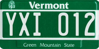 VT license plate YXI012