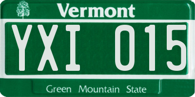 VT license plate YXI015