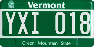 VT license plate YXI018