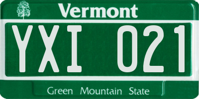 VT license plate YXI021