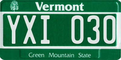 VT license plate YXI030