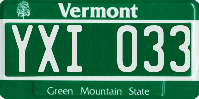 VT license plate YXI033