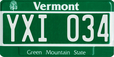 VT license plate YXI034