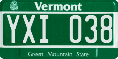 VT license plate YXI038