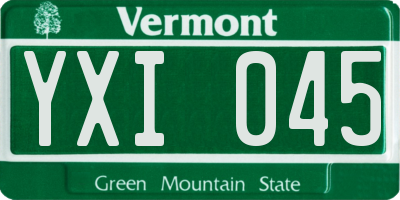 VT license plate YXI045