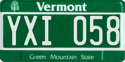 VT license plate YXI058