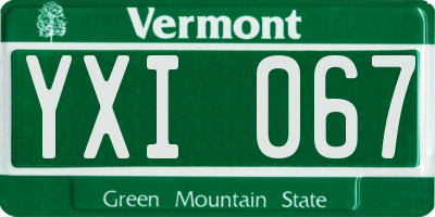 VT license plate YXI067