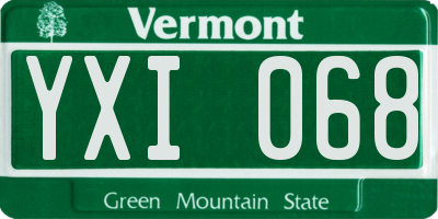 VT license plate YXI068