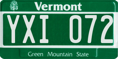 VT license plate YXI072