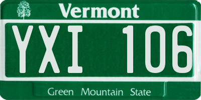 VT license plate YXI106