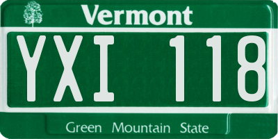 VT license plate YXI118