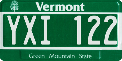 VT license plate YXI122