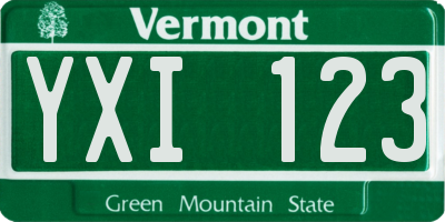 VT license plate YXI123