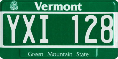 VT license plate YXI128