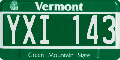 VT license plate YXI143