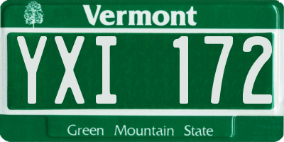 VT license plate YXI172