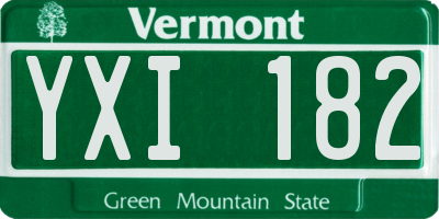 VT license plate YXI182