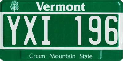 VT license plate YXI196