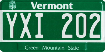 VT license plate YXI202