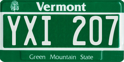 VT license plate YXI207