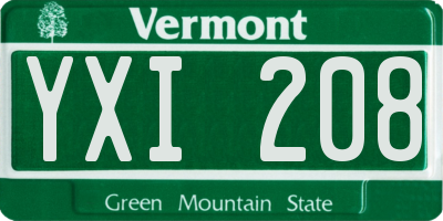 VT license plate YXI208