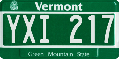 VT license plate YXI217