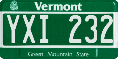 VT license plate YXI232