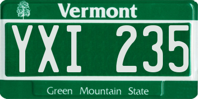 VT license plate YXI235