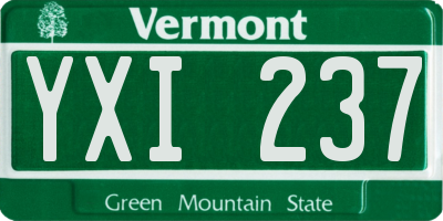 VT license plate YXI237