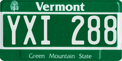 VT license plate YXI288
