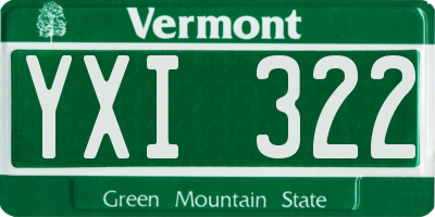 VT license plate YXI322
