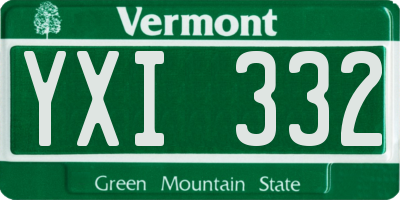 VT license plate YXI332